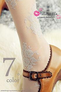 花蕾丝蓝色丝袜